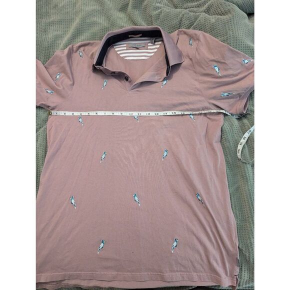 Ted Baker London Men’s 4 U.S. Large Parrot Short Sleeve Polo Shirt Mauve Pink - Picture 5 of 6